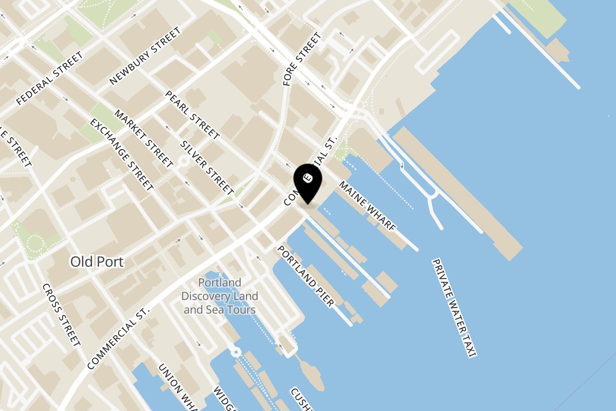 Map showing the location of Andy's Old Port Pub on 94 Commercial St in Portland